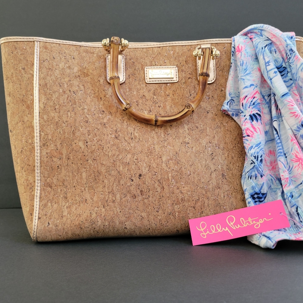 Lilly Pulitzer Tan Structured Tote Bag